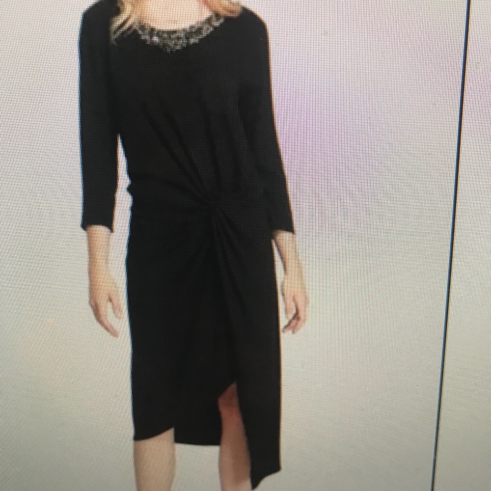 Haute Hippie Black Embellished Midi Cocktail Dress